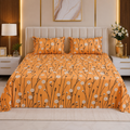Premium Cotton Printed Bedsheet – Mustard Floral