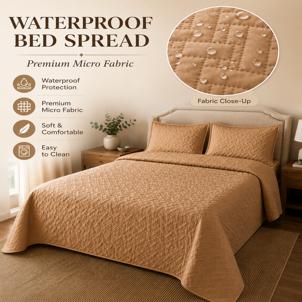 Premium Waterproof Ultrasonic Quilted Bedspread – King Size
