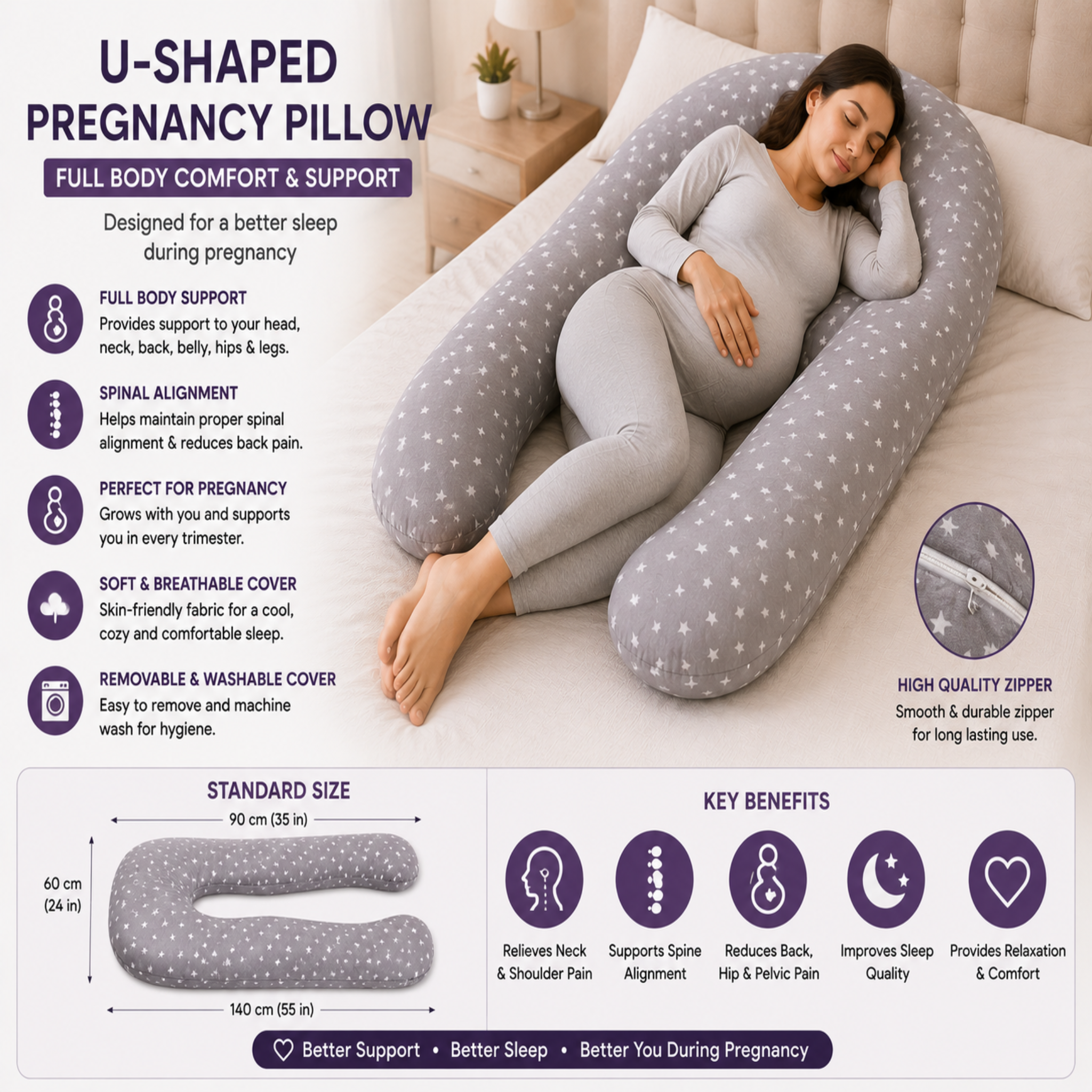 U Shape Pregnancy Pillow – Standard Size