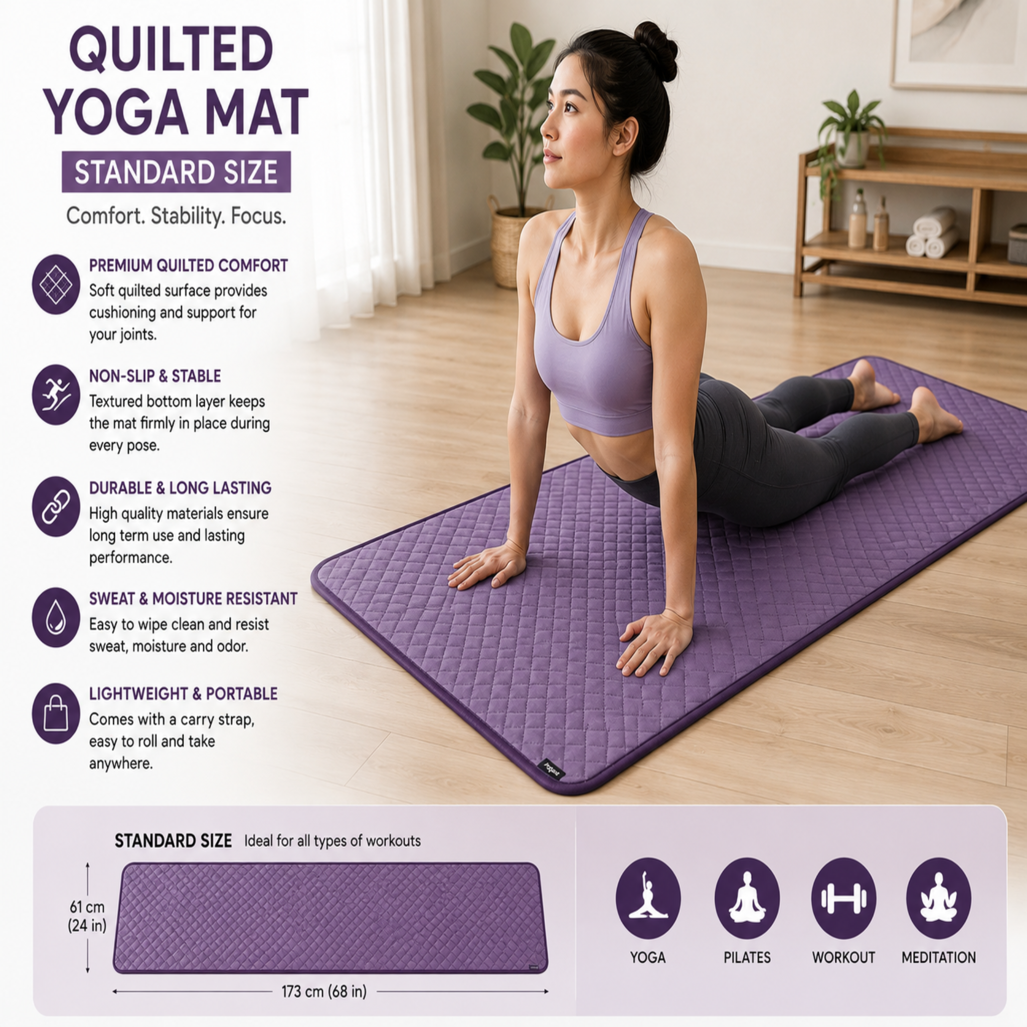 Premium Quilted Yoga Mat