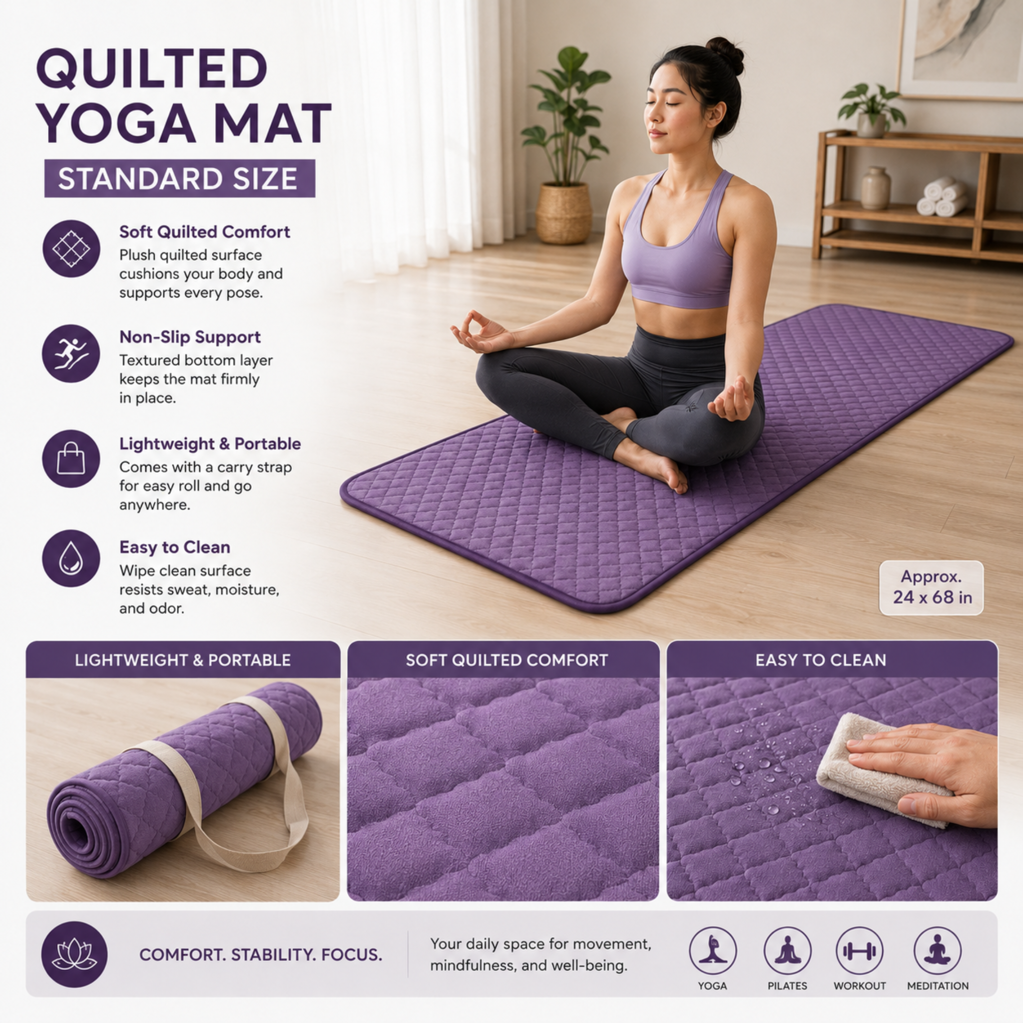Premium Quilted Yoga Mat
