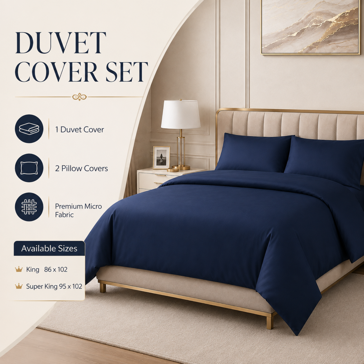 Premium Microfiber Duvet Cover Set – 3 Pieces