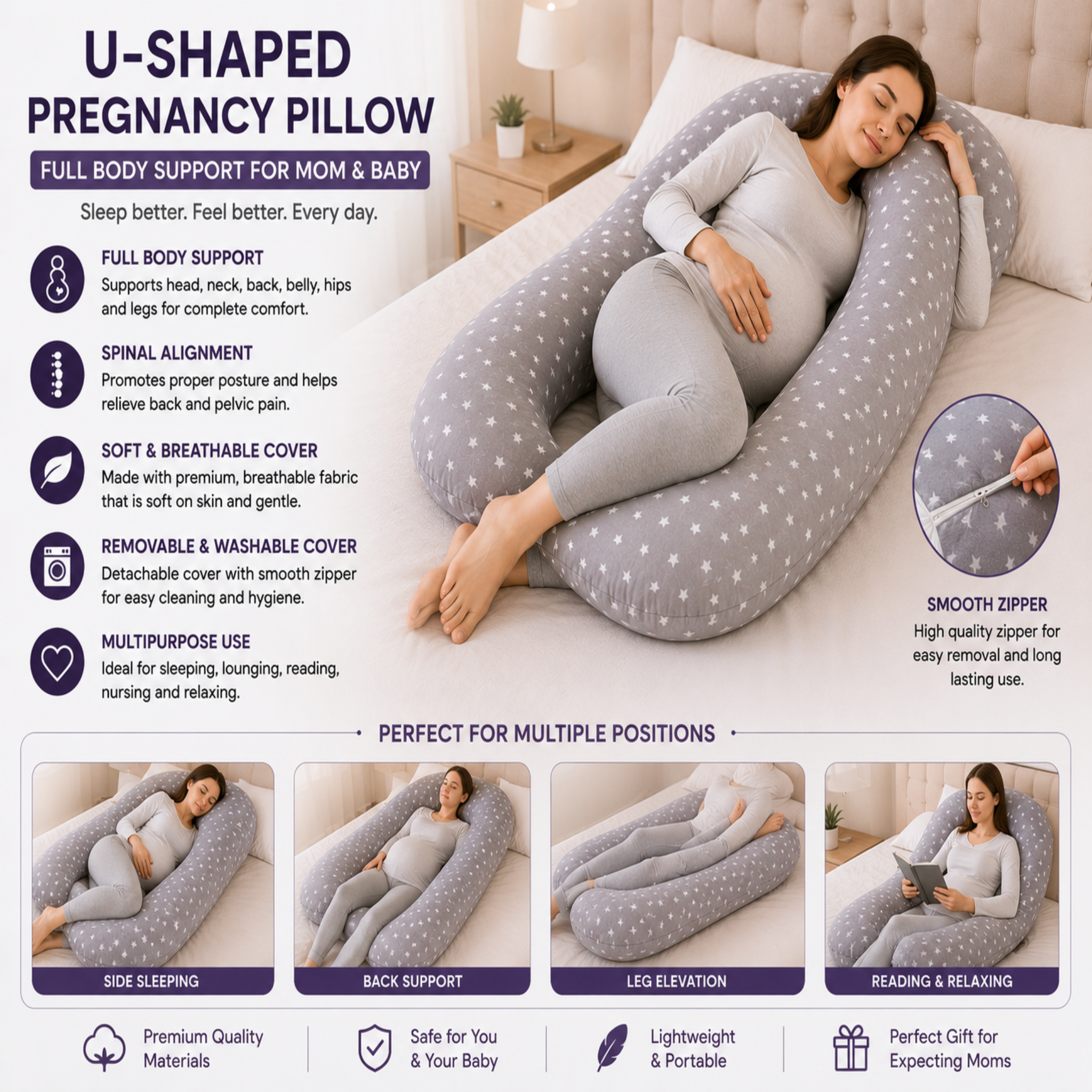 U Shape Pregnancy Pillow – Standard Size