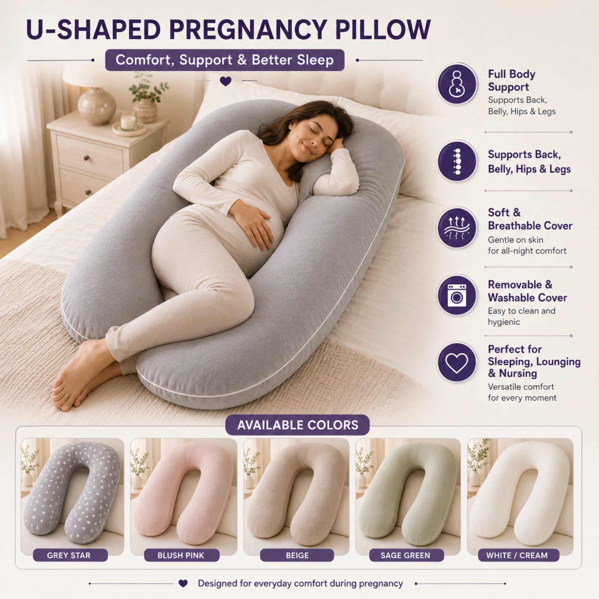 U Shape Pregnancy Pillow – Standard Size