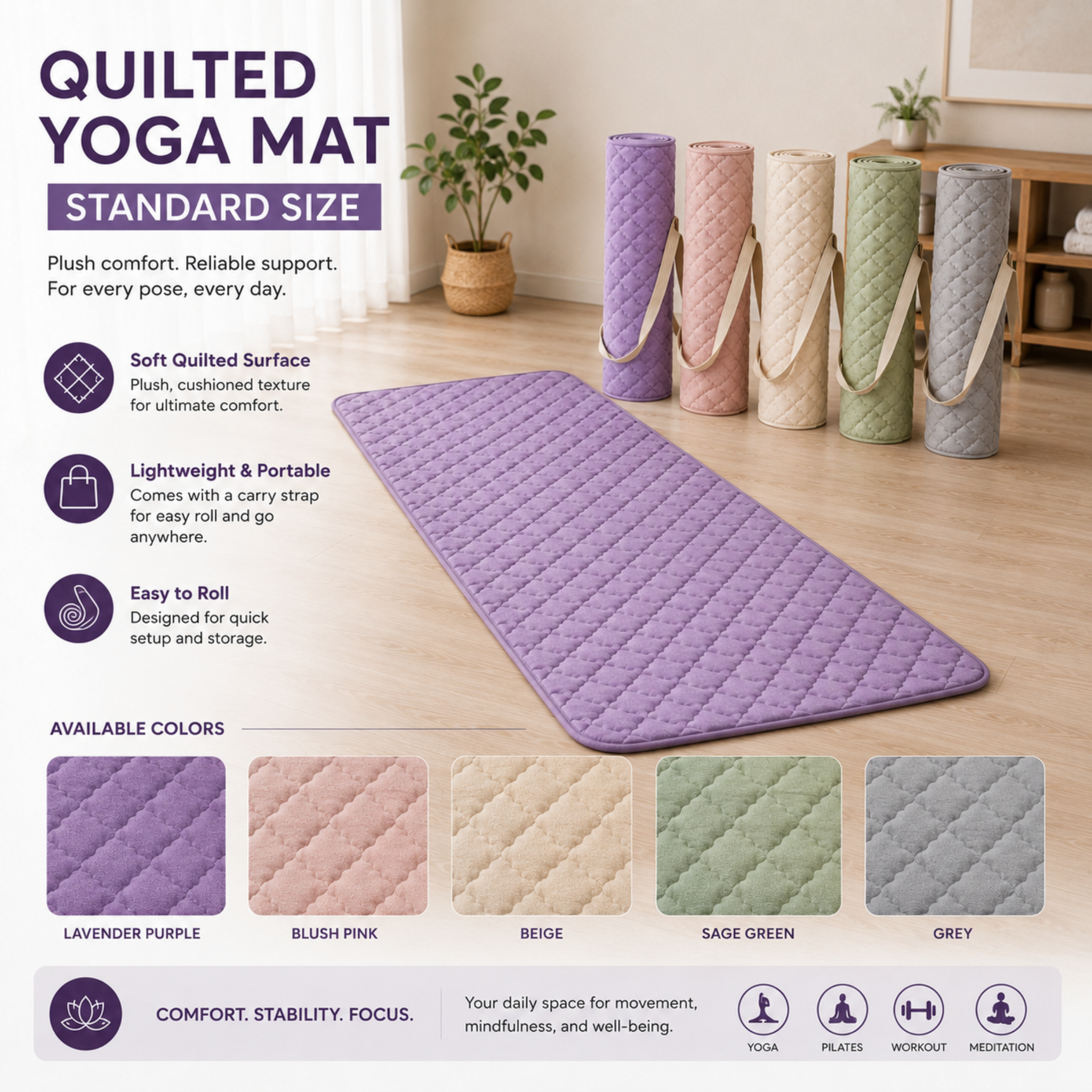 Premium Quilted Yoga Mat