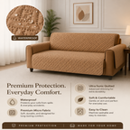 Velora Ultra Sonic Waterproof Sofa Cover – Premium Micro Fabric, Camel