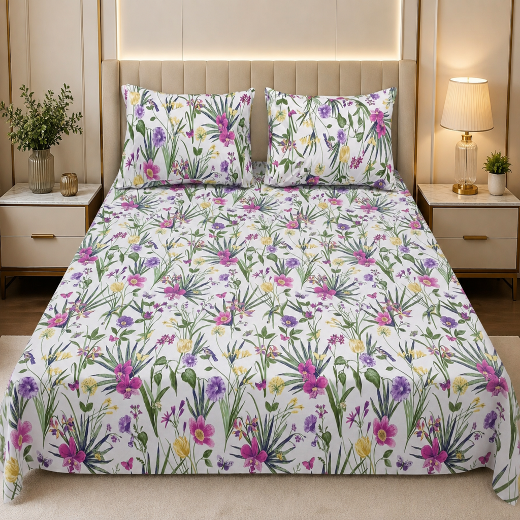 Garden Bloom Premium Cotton Bedsheet