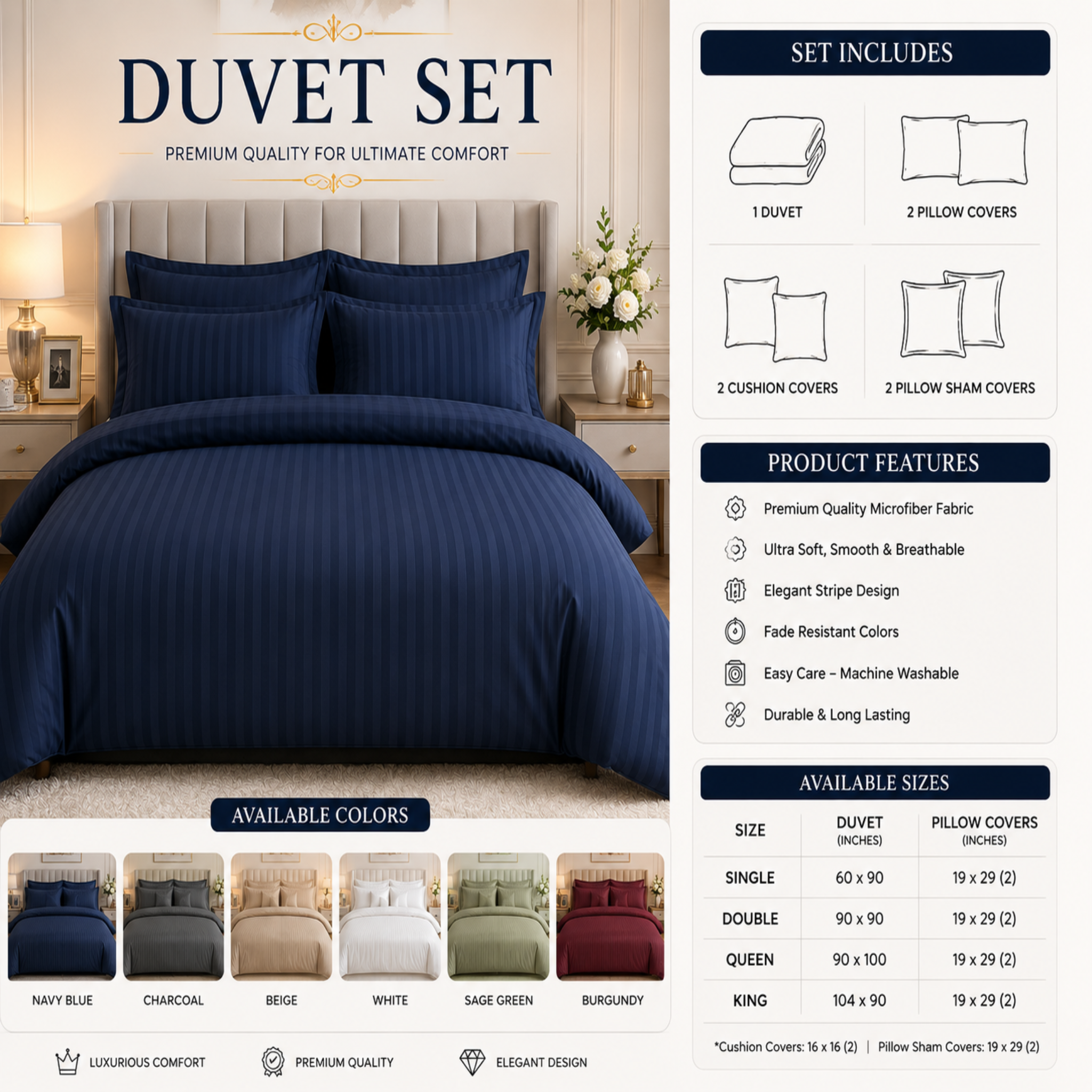Luxury Duvet Set – 8 Pcs
