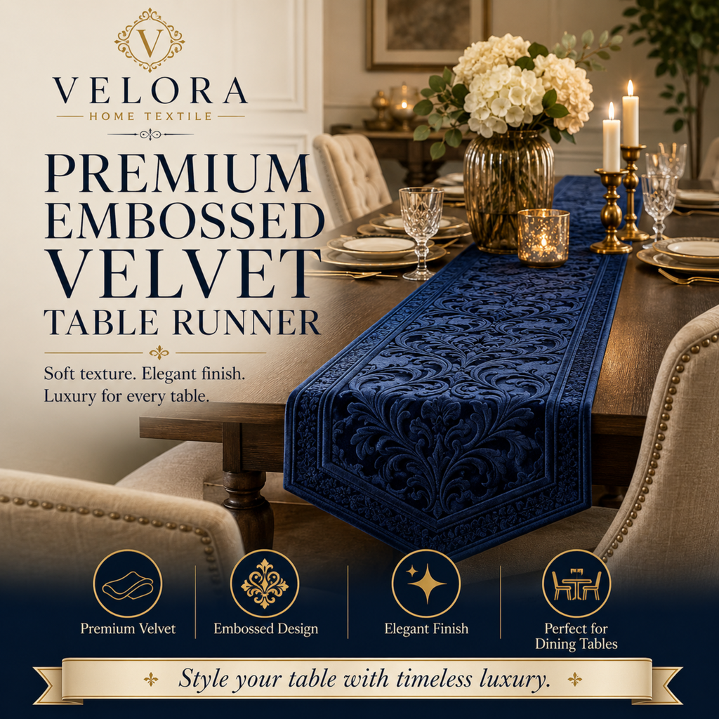 Premium Embossed & Velvet Table Runner