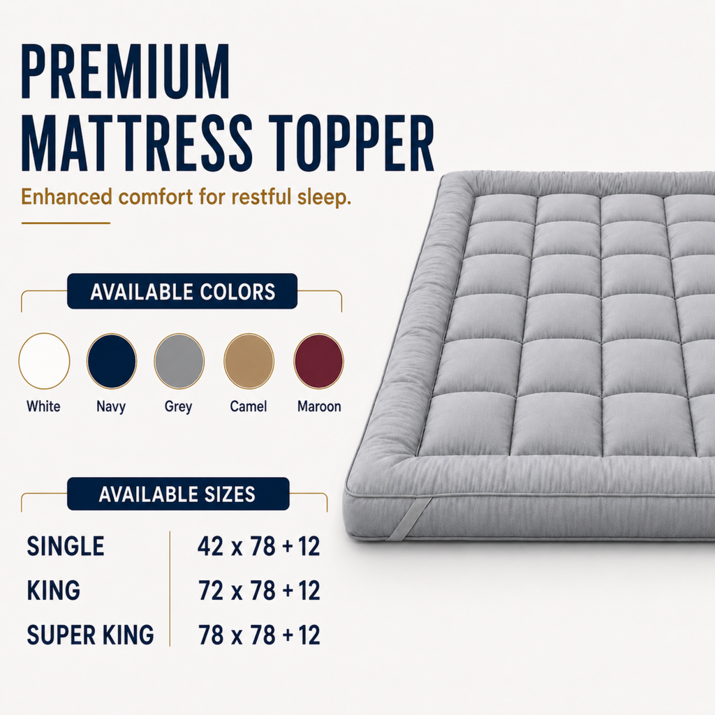 Premium 1000 GSM Ball Fiber Mattress Topper – Soft Quilted Comfort
