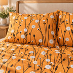 Dandelion Fields Printed Bed Sheet – Mustard (100% Cotton Fabric)