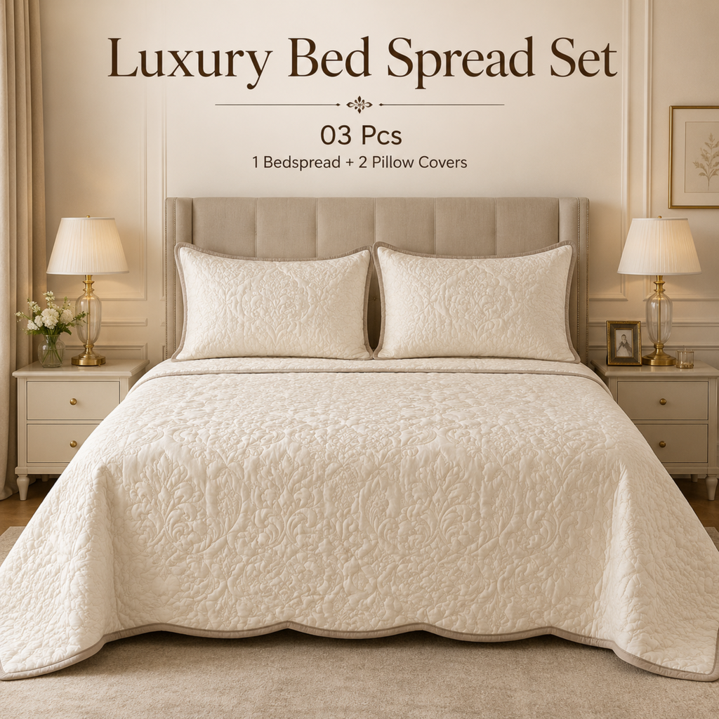 Luxury Bed Spread Set 3 Pcs – 1 Bedspread + 2 Pillow Covers