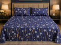 Premium Cotton Printed Bedsheet – Navy Floral