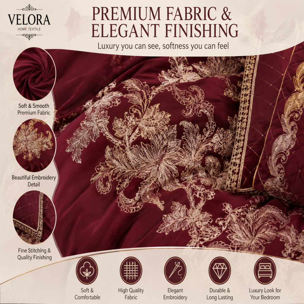 Luxury Velvet Bridal Set 08 Pcs – Premium Bedding Set