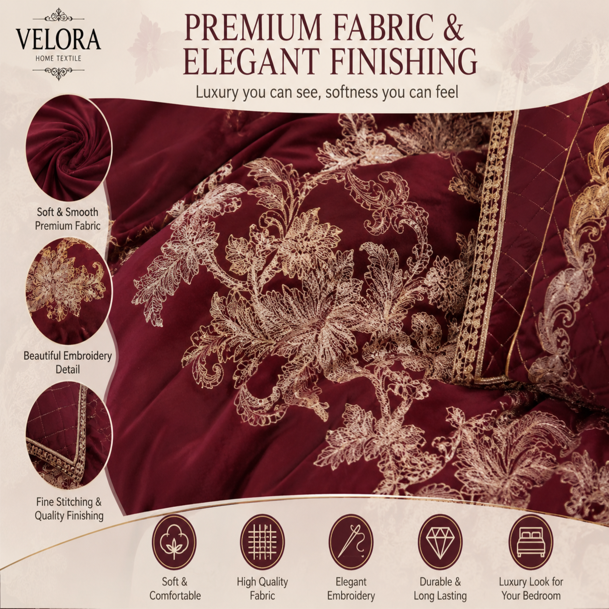 Luxury Velvet Bridal Set 08 Pcs – Premium Bedding Set