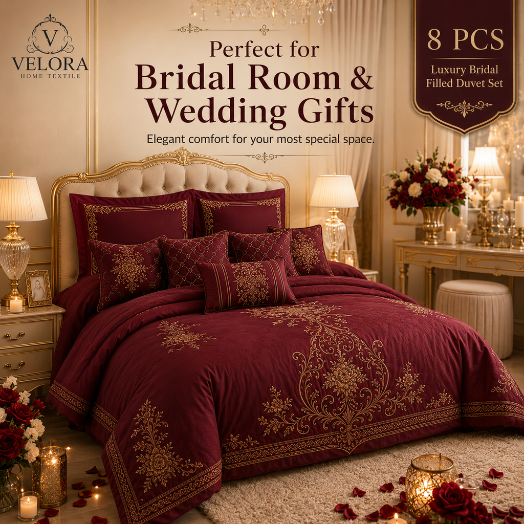 Luxury Velvet Bridal Set 08 Pcs – Premium Bedding Set