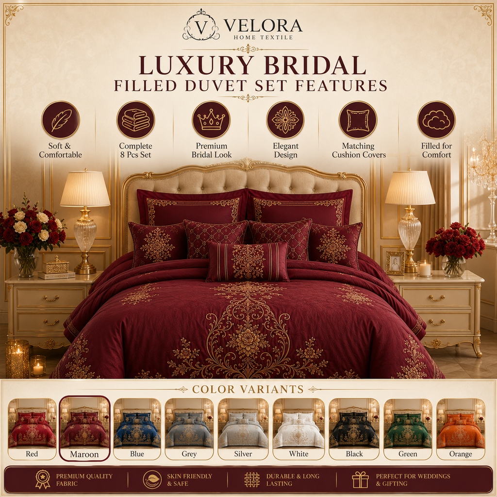 Luxury Velvet Bridal Set 08 Pcs – Premium Bedding Set