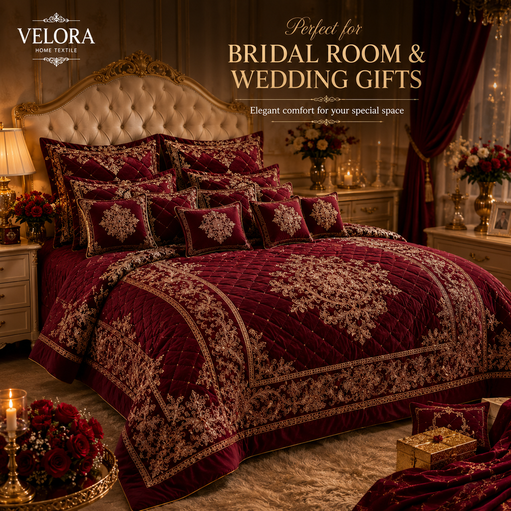 Luxury Bridal Set 12 Pcs – Premium Quilt Bedding Set