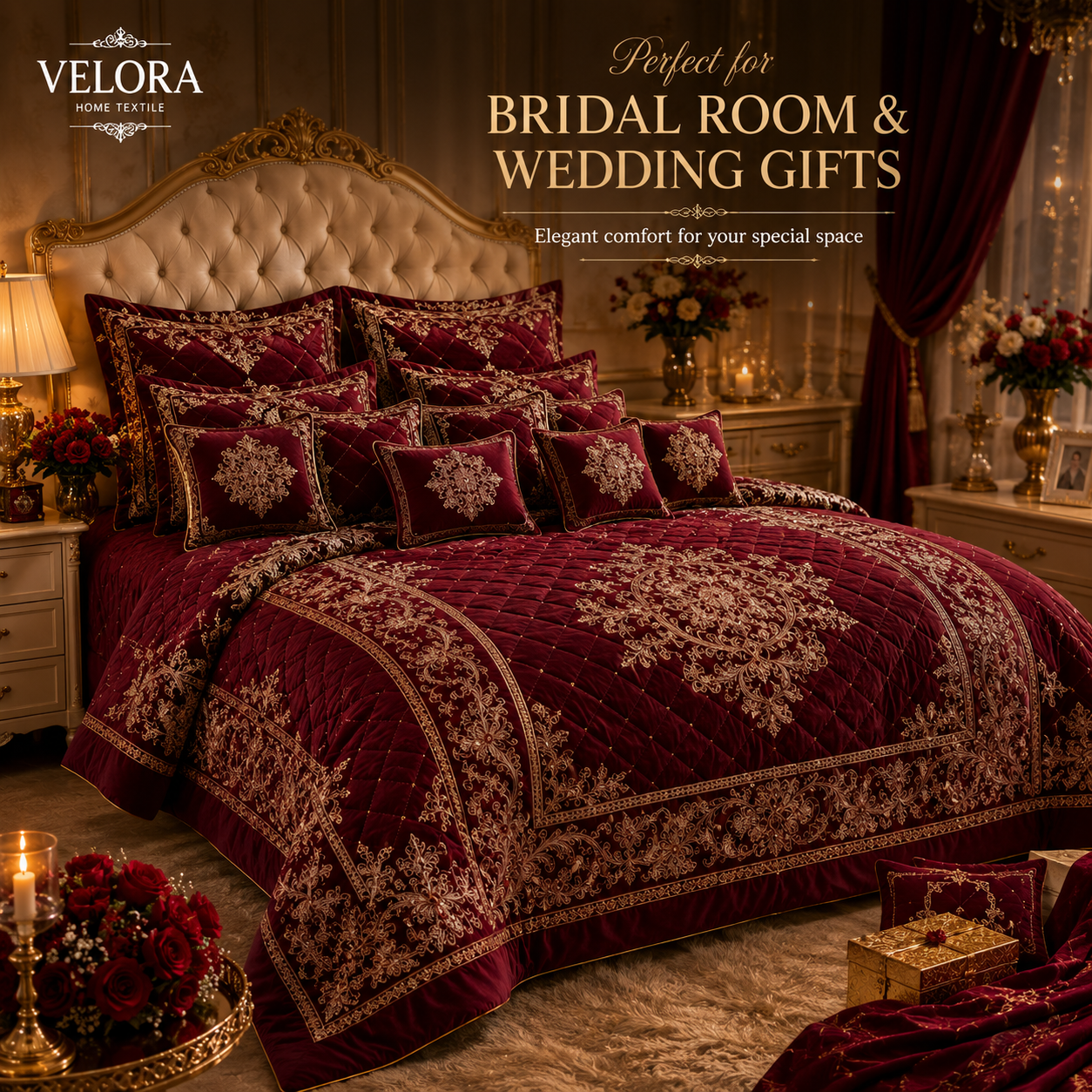 Luxury Bridal Set 12 Pcs – Premium Quilt Bedding Set