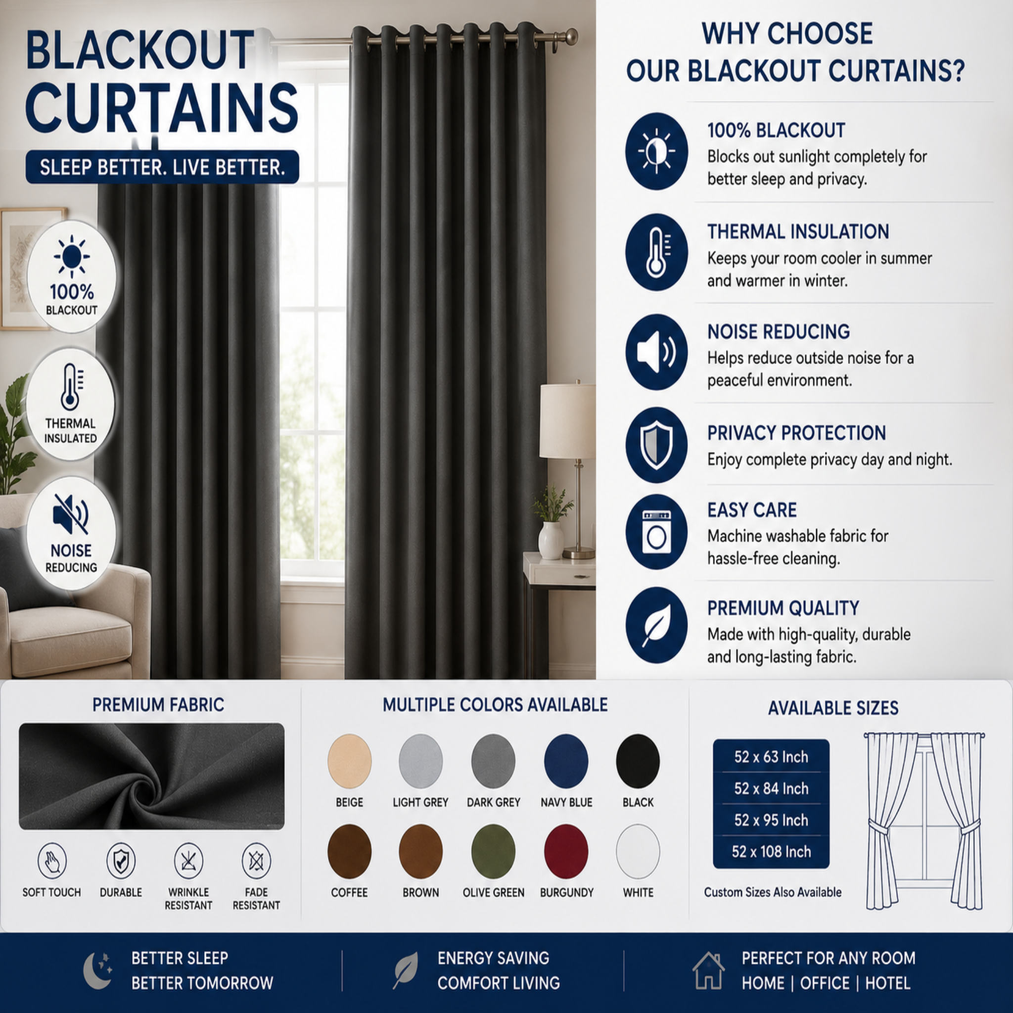 Blackout Curtains Pair