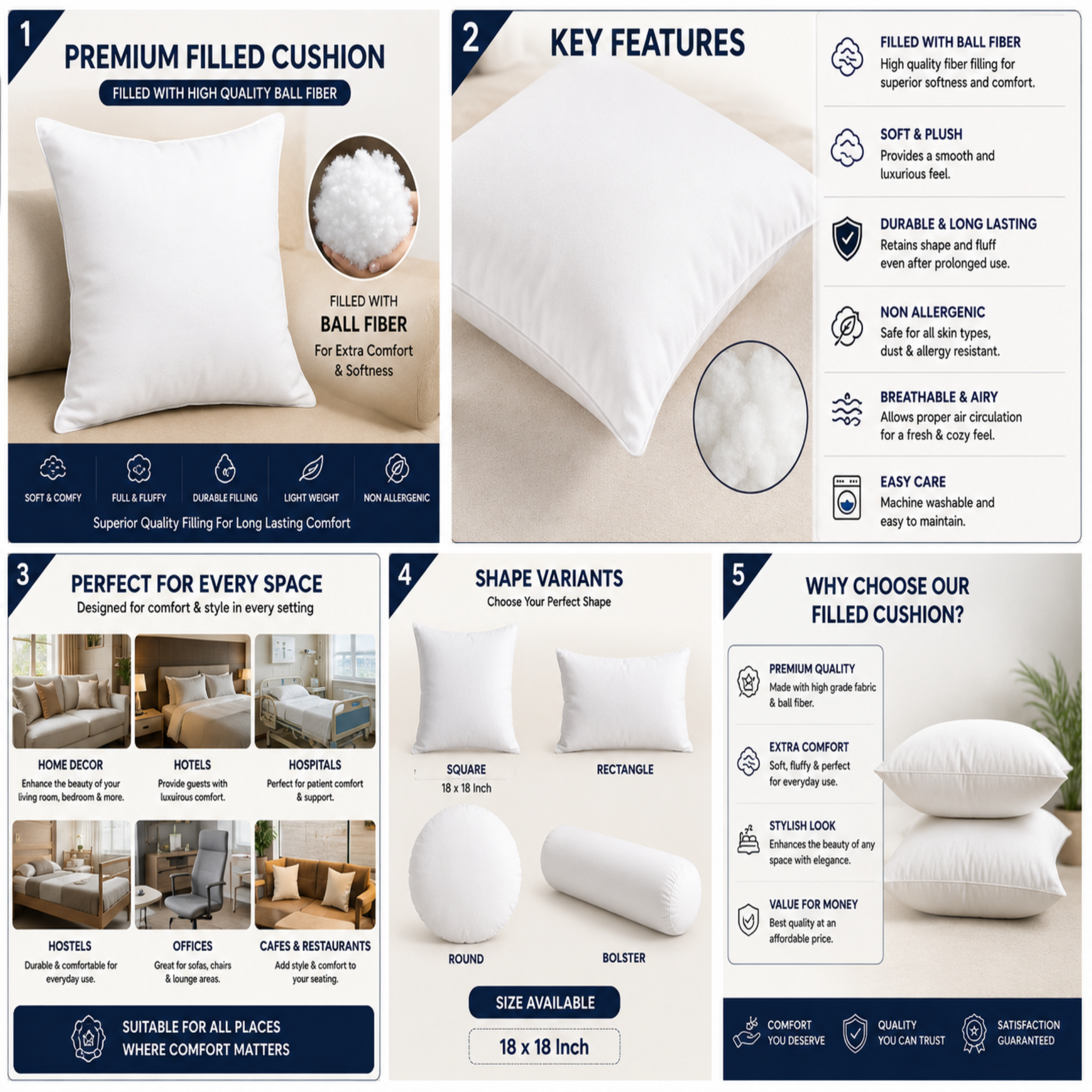 Premium Ball Fiber Filled Cushion