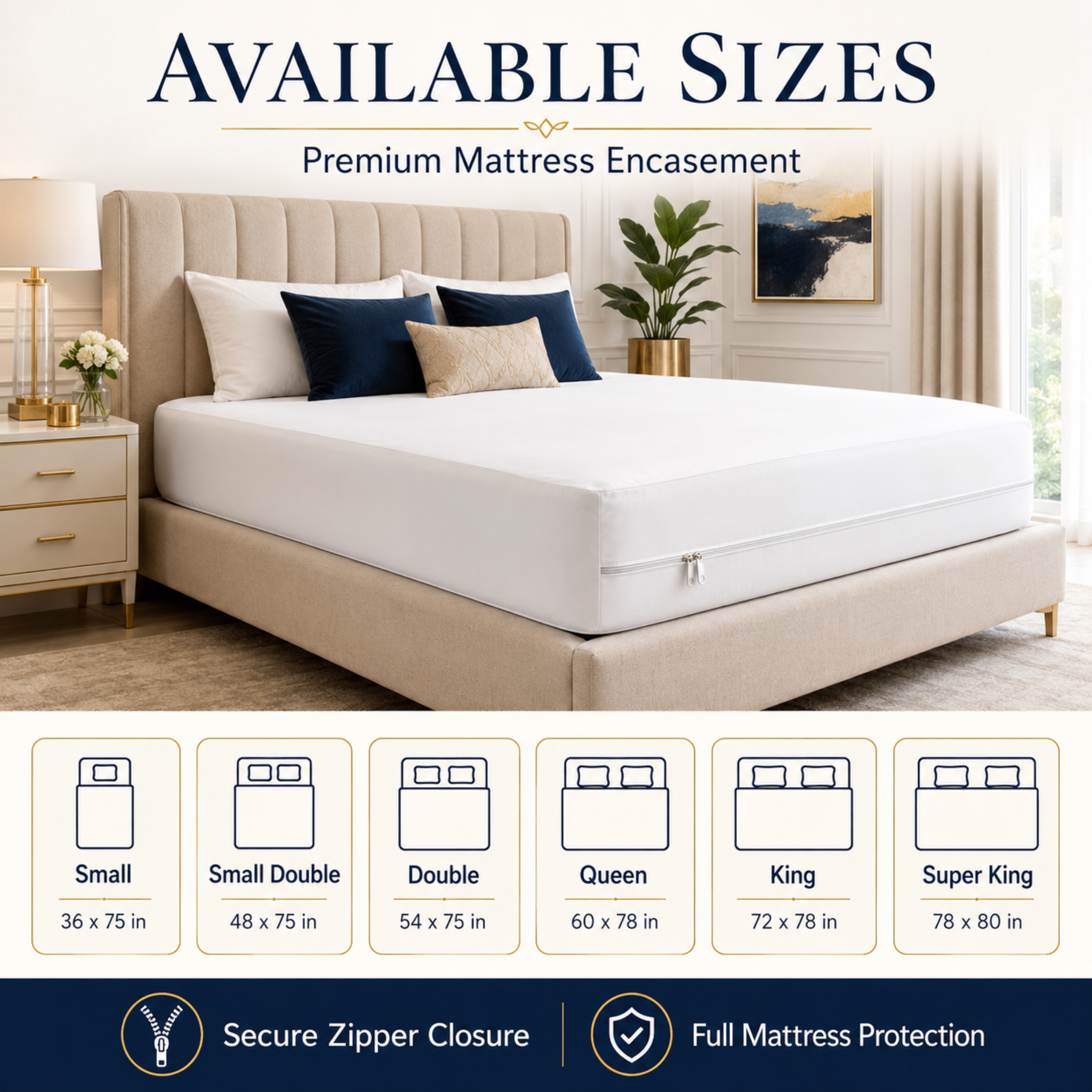 Premium Mattress Encasement – Full Mattress Protection Cover