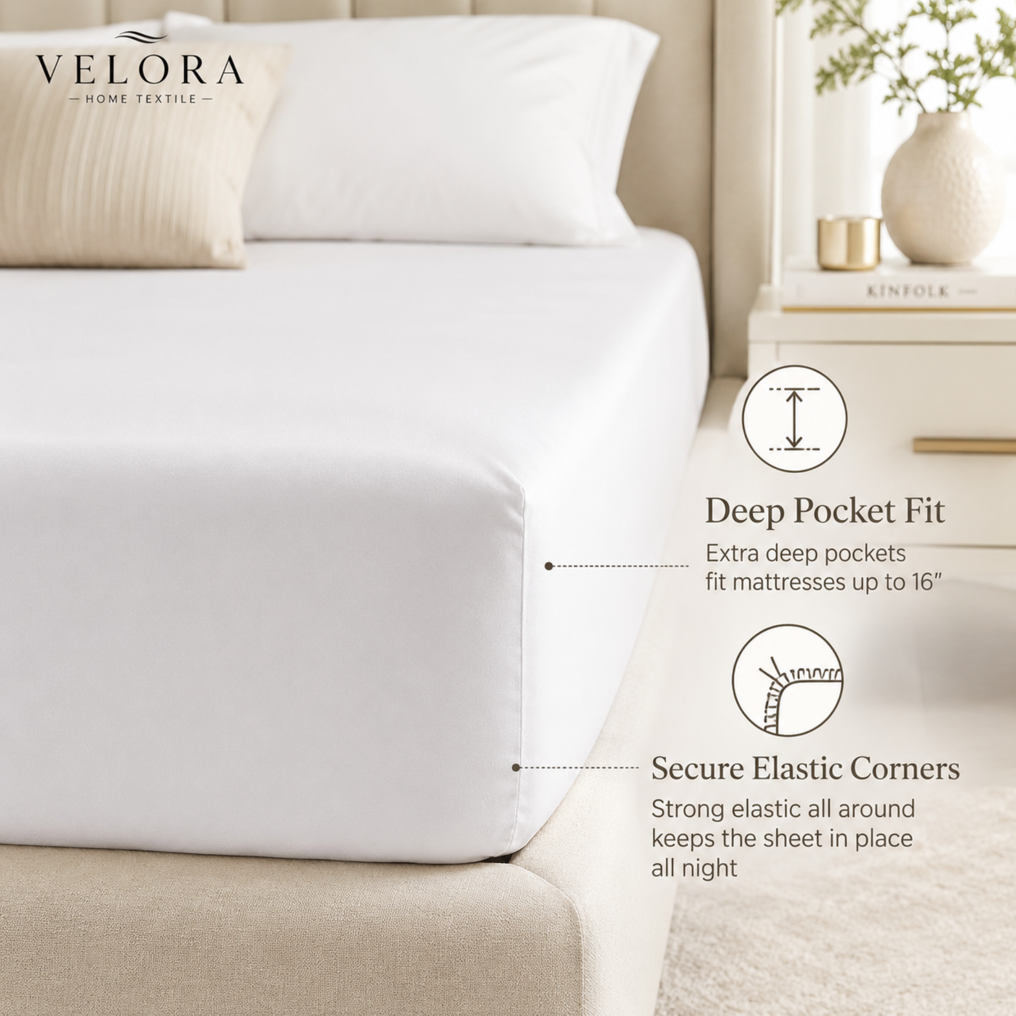 Premium Fitted Sheet – White & Dyed Colors | 30cm & 40cm Deep Pocket