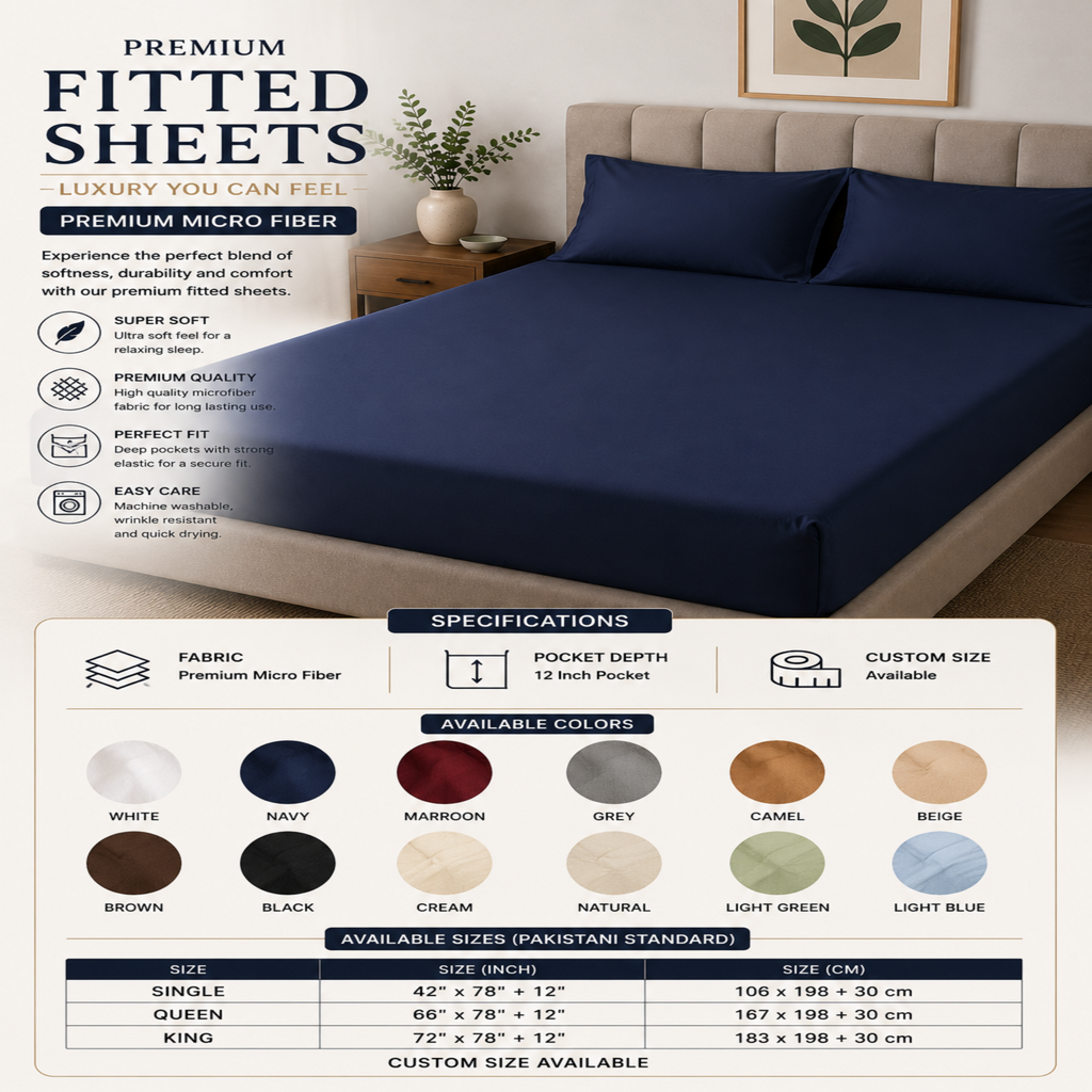 Premium Microfiber Fitted Sheet – 12-Inch Deep Pocket