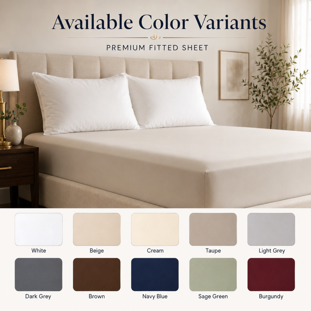 Premium Fitted Sheet – White & Dyed Colors | 30cm & 40cm Deep Pocket