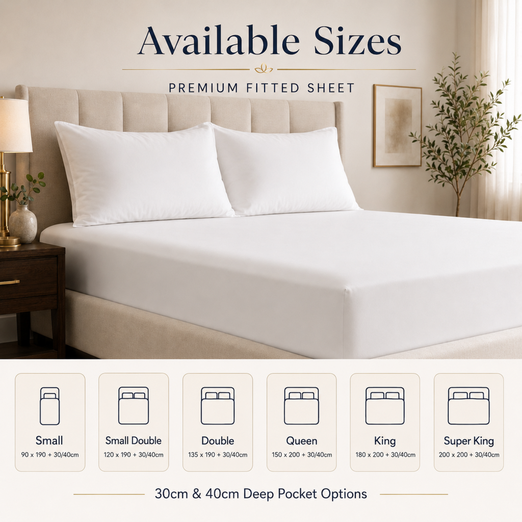 Premium Fitted Sheet – White & Dyed Colors | 30cm & 40cm Deep Pocket