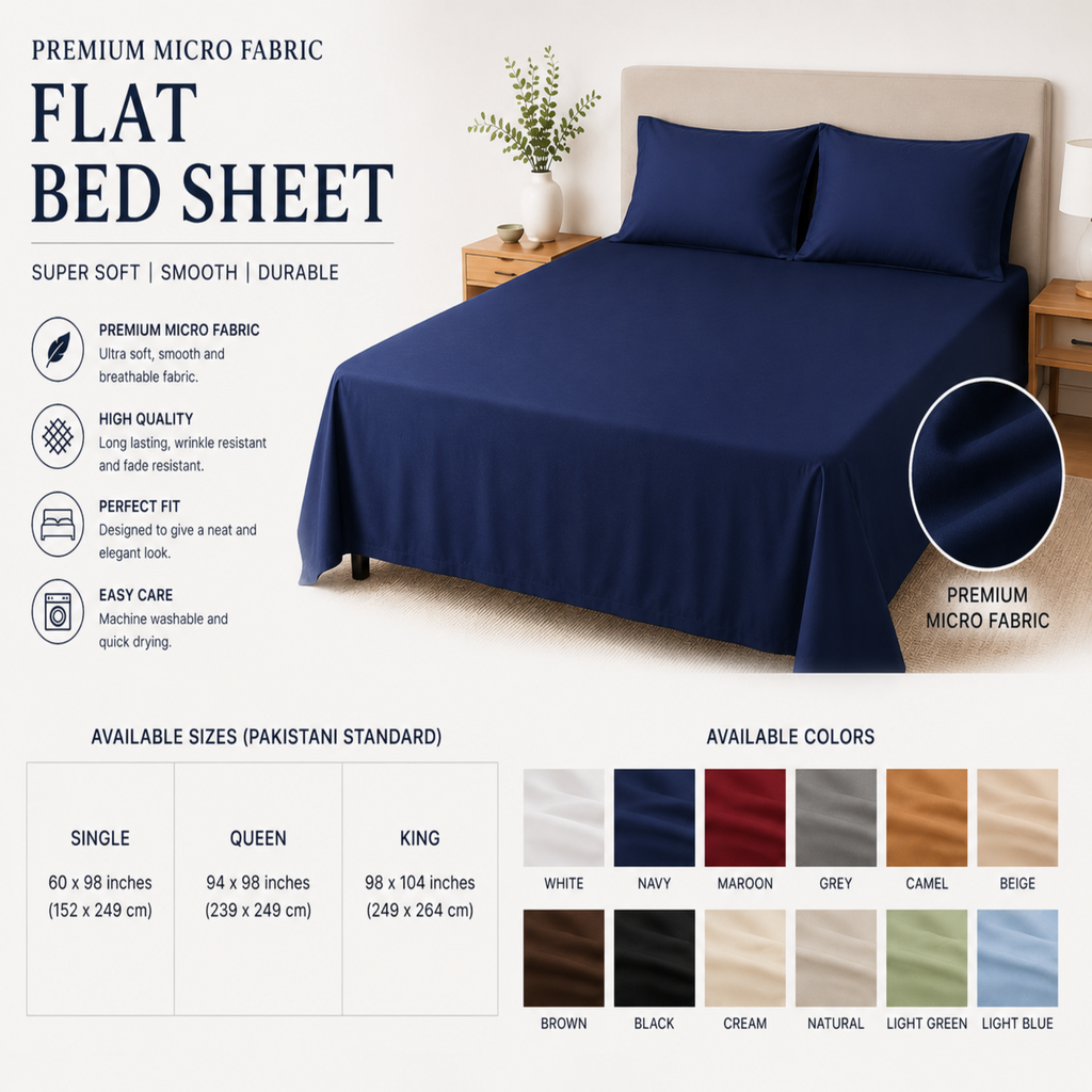 Premium Microfiber Flat Bed Sheet – Soft, Smooth & Durable