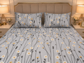 Premium Cotton Printed Bedsheet – Grey Floral