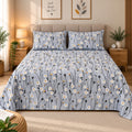 Dandelion Fields Printed Bed Sheet – Grey (100% Cotton Fabric)