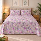 Meadow Bloom Printed Bed Sheet – Lilac (100% Cotton Fabric)