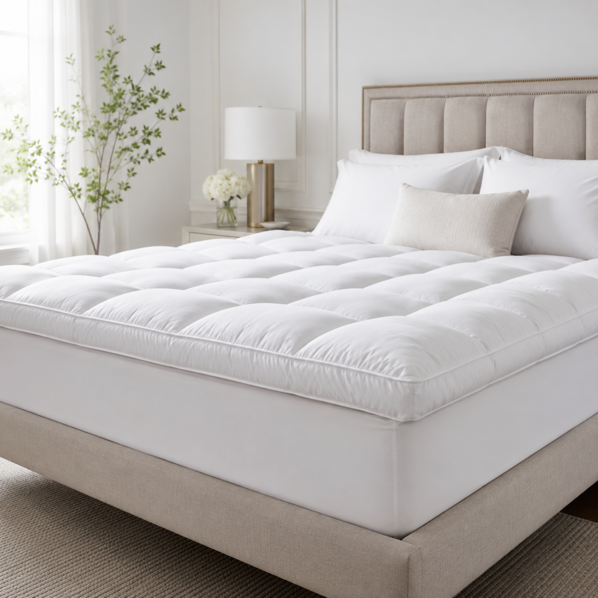 Mattress Topper Premium White  – Soft Comfort & Extra Mattress Support