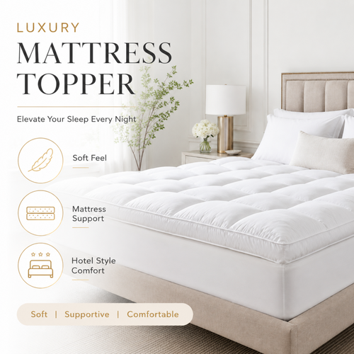 Mattress Topper Premium White  – Soft Comfort & Extra Mattress Support