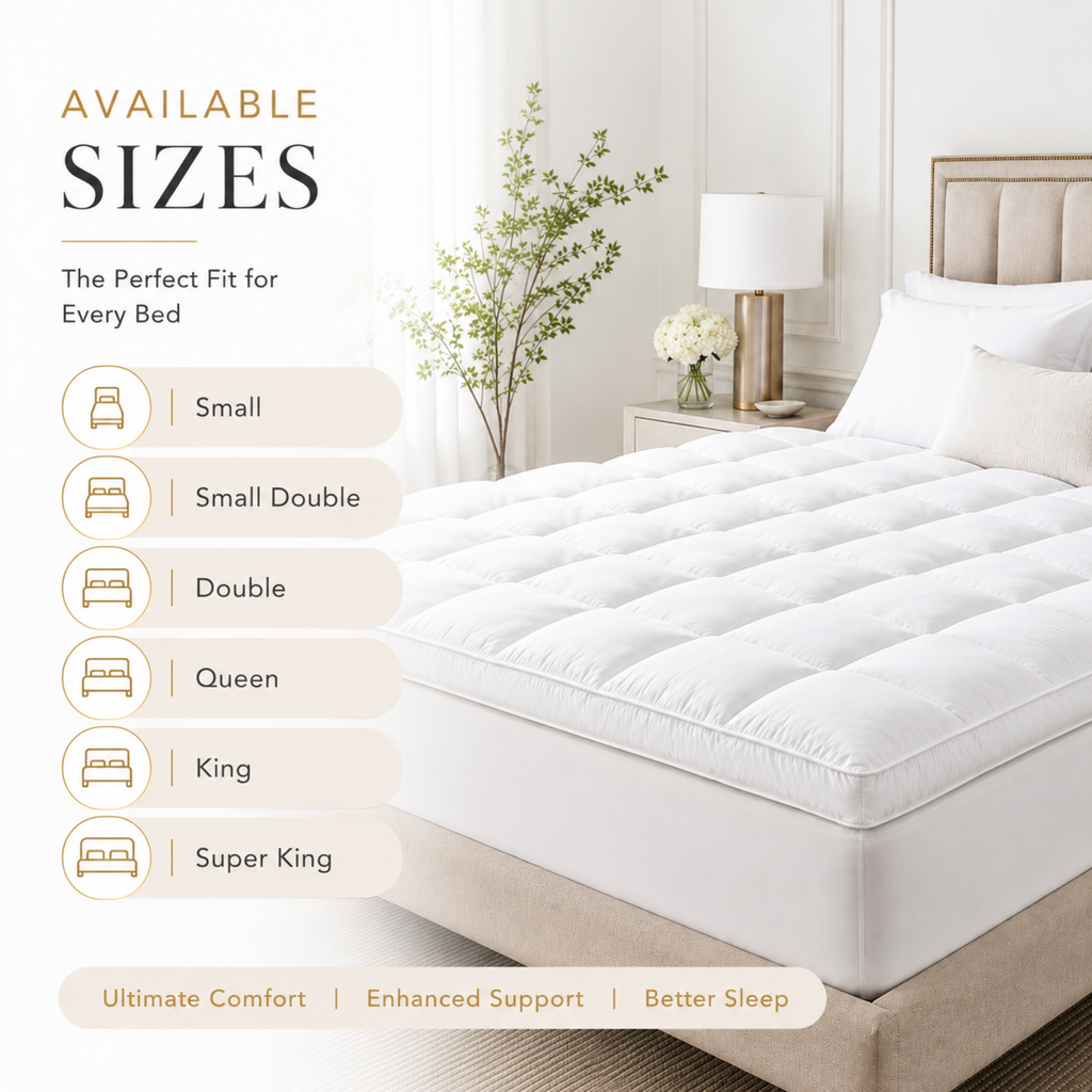 Mattress Topper Premium White  – Soft Comfort & Extra Mattress Support