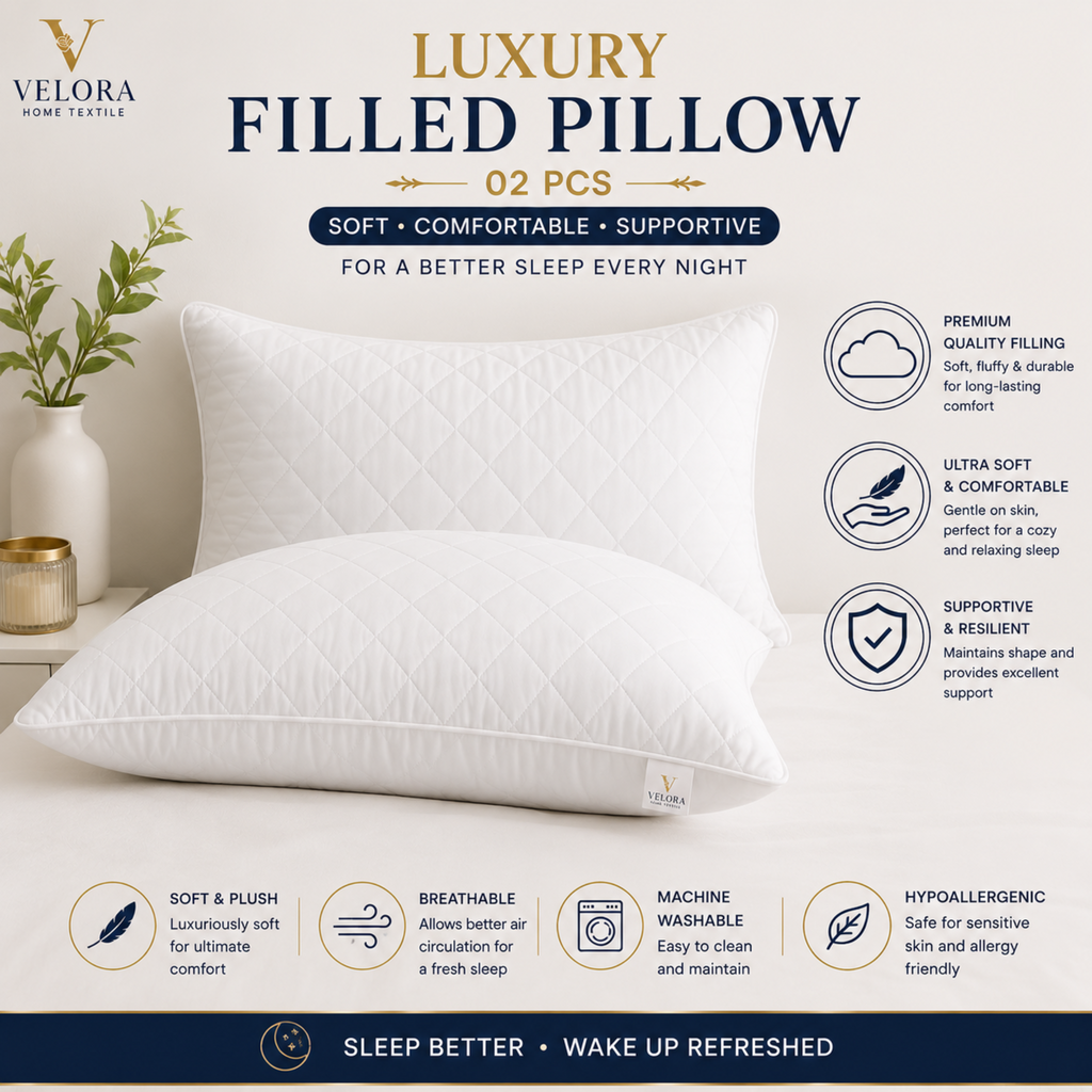 Premium Filled Pillow – Soft & Comfortable Sleeping Pillow