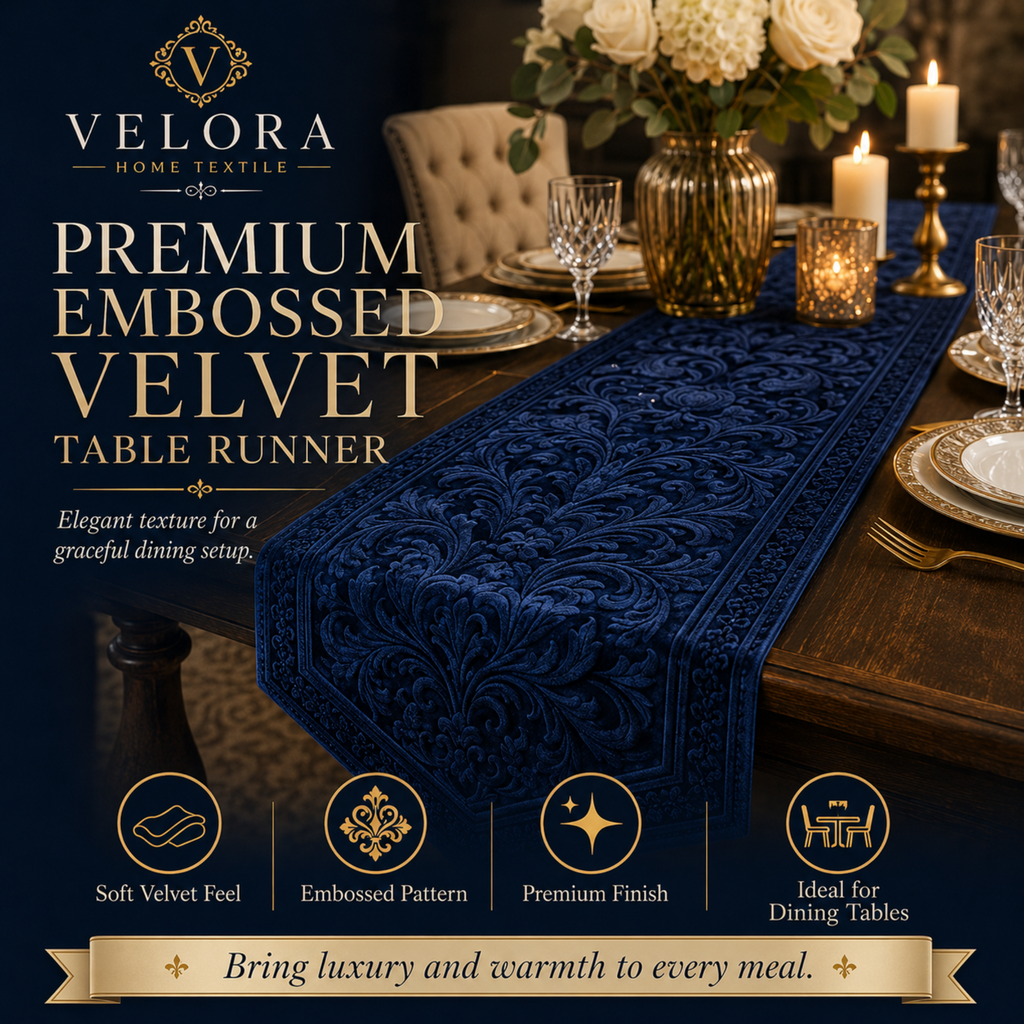 Premium Embossed & Velvet Table Runner