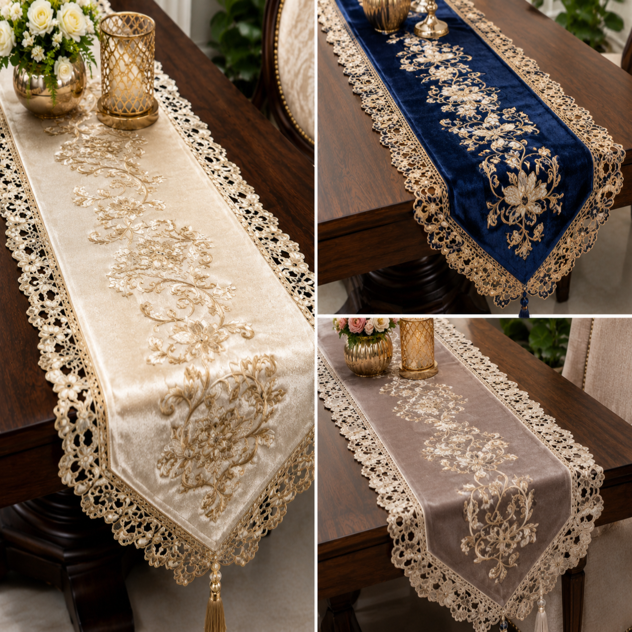 Premium Embossed & Velvet Table Runner