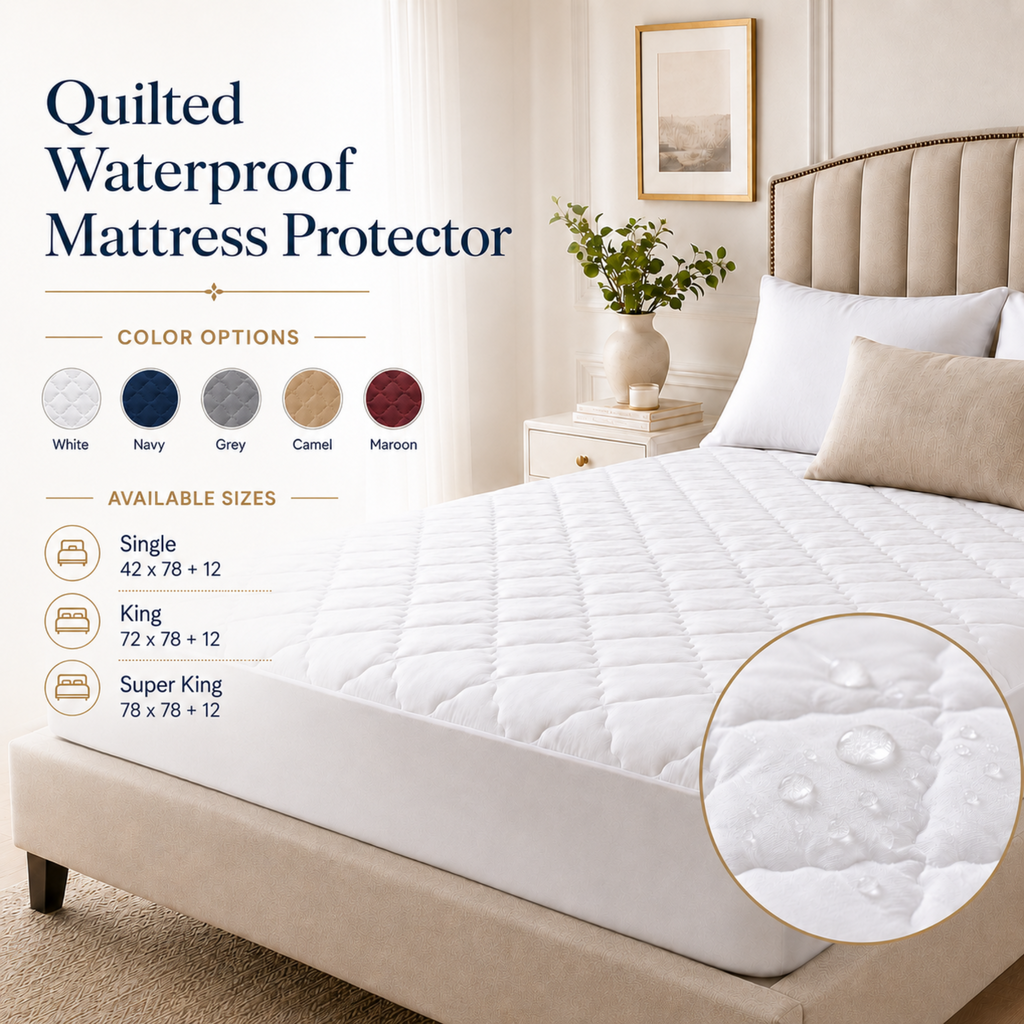 Premium Quilted Waterproof Mattress Protector – Deep Pocket Fitted Design