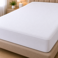 Premium Terry Waterproof Mattress Protector – White Deep Pocket Fitted Cover
