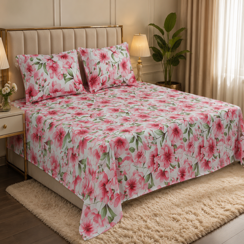 Blush Blossom Premium Cotton Bedsheet